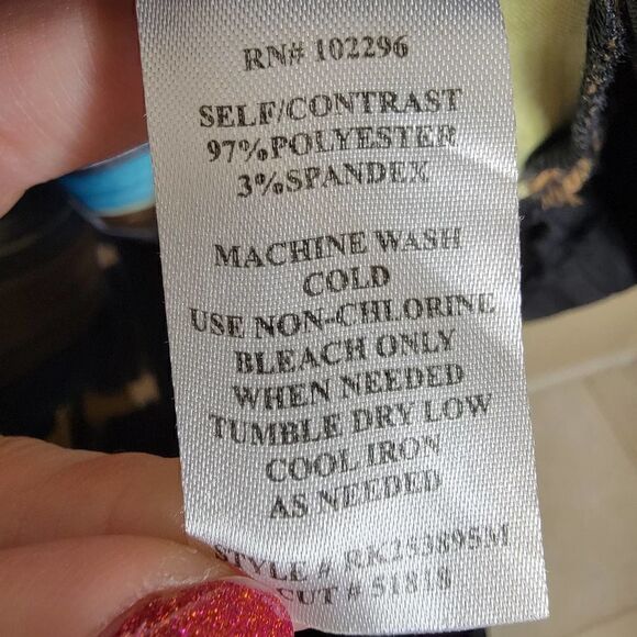 Connected Apparel Sleeveless Sheath Watercolor Black Brown Blue Size 4 - Picture 7 of 12